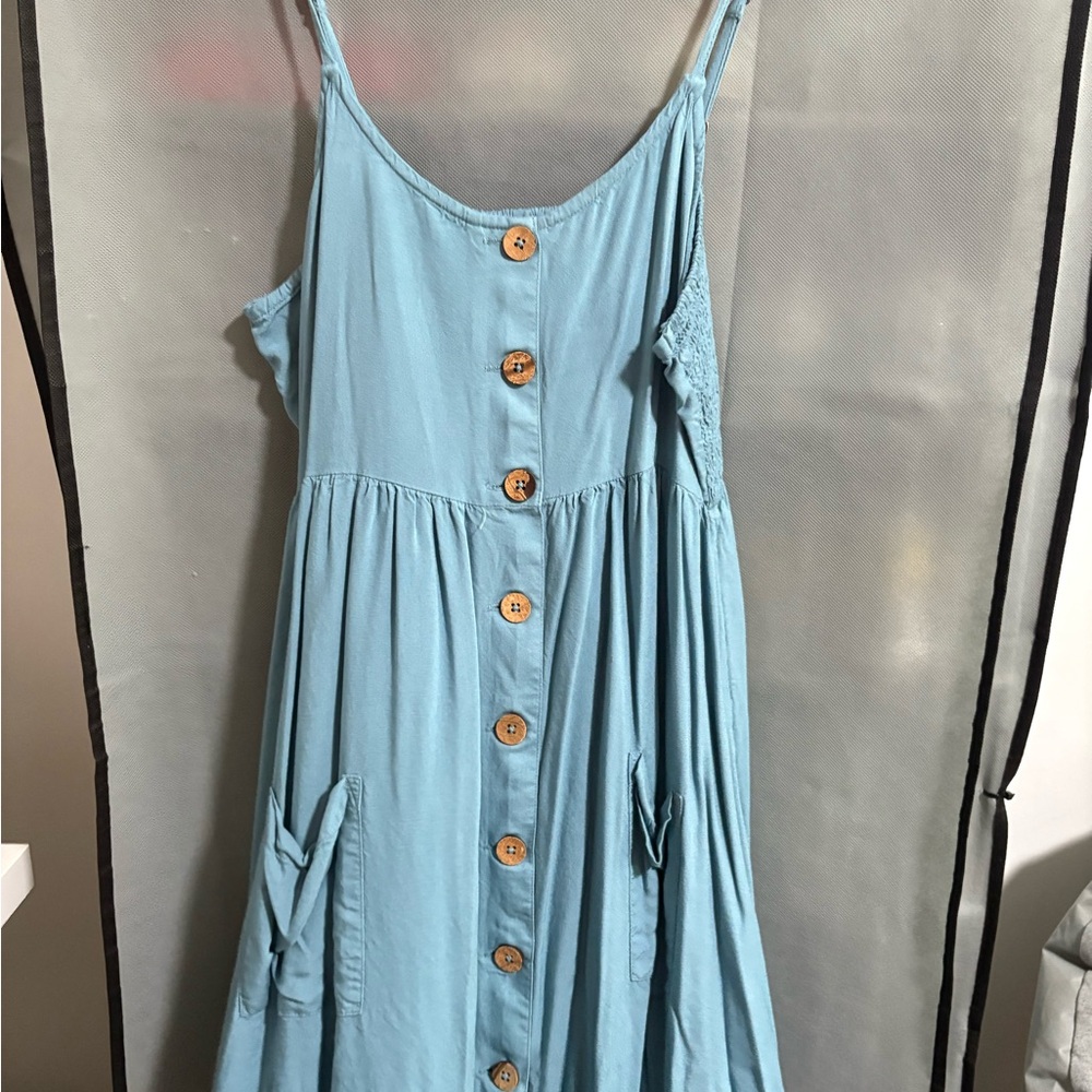Roxy Blue Tiered Midi Sundress